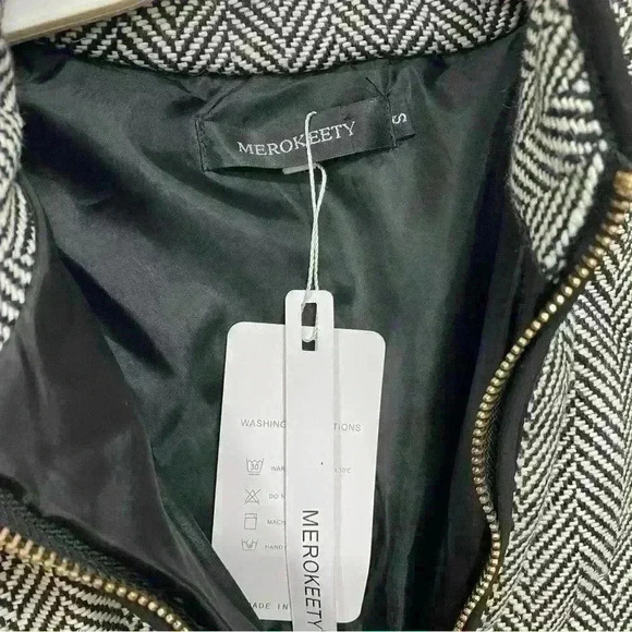 Merokeety classic herringbone Quilted Puffer Vest Sleeveless jacket vest-size S - Picture 7 of 11